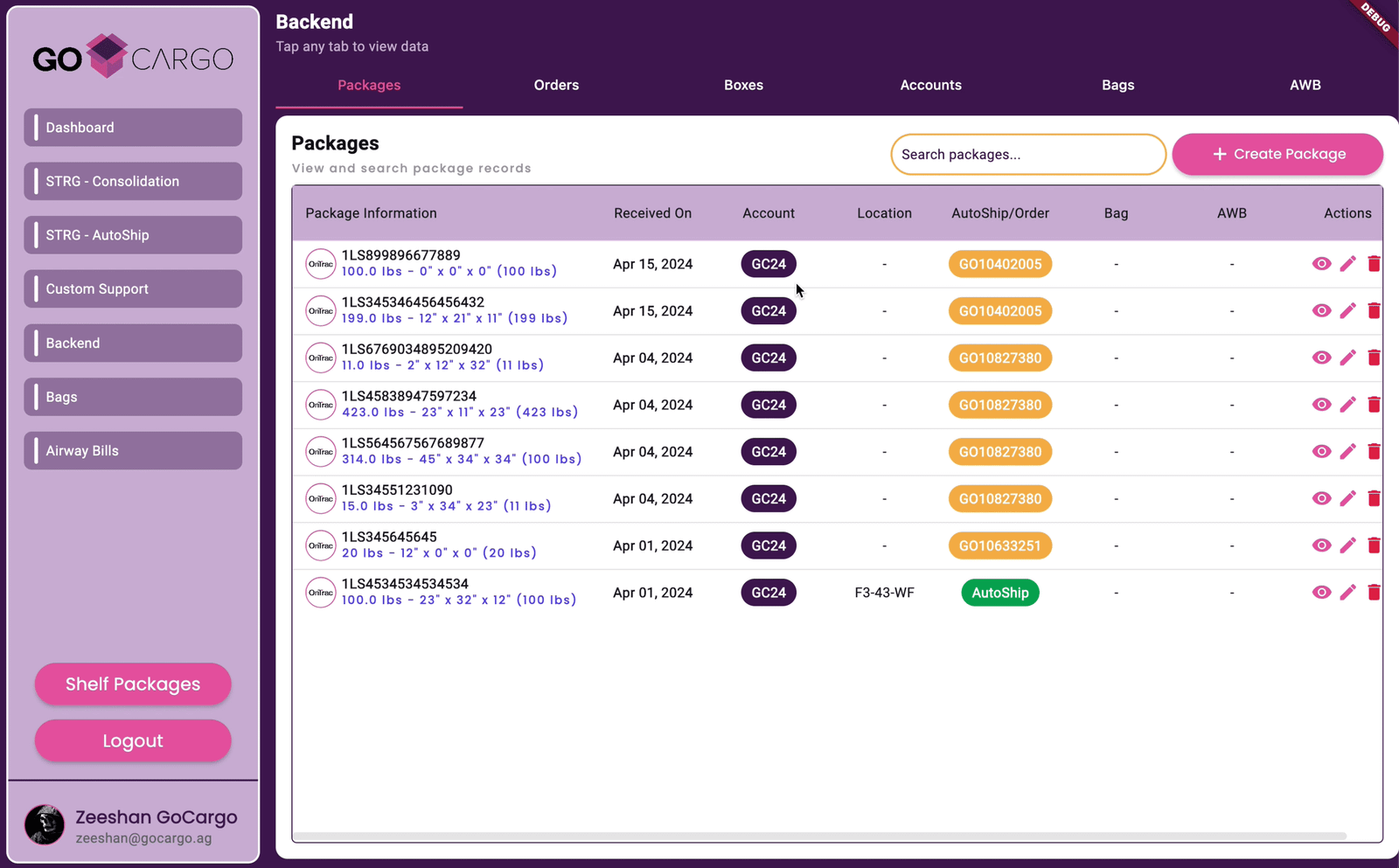 GoCargo — Package Shipping & Tracking System screenshot
